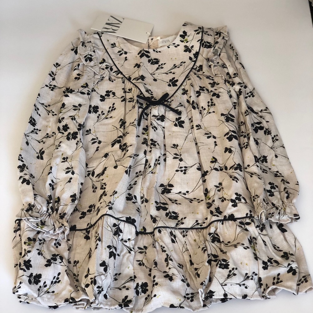 Zara black & light gray long sleeve dress - size 2T